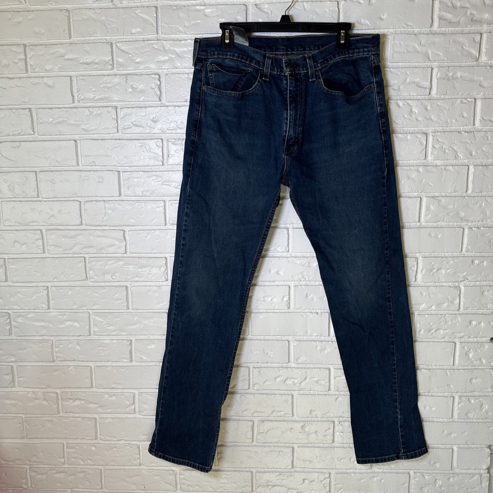 Levis 505‎ Jeans Men's 34X32 Regular Fit Straight Blue Faded Washed Denim (2016)